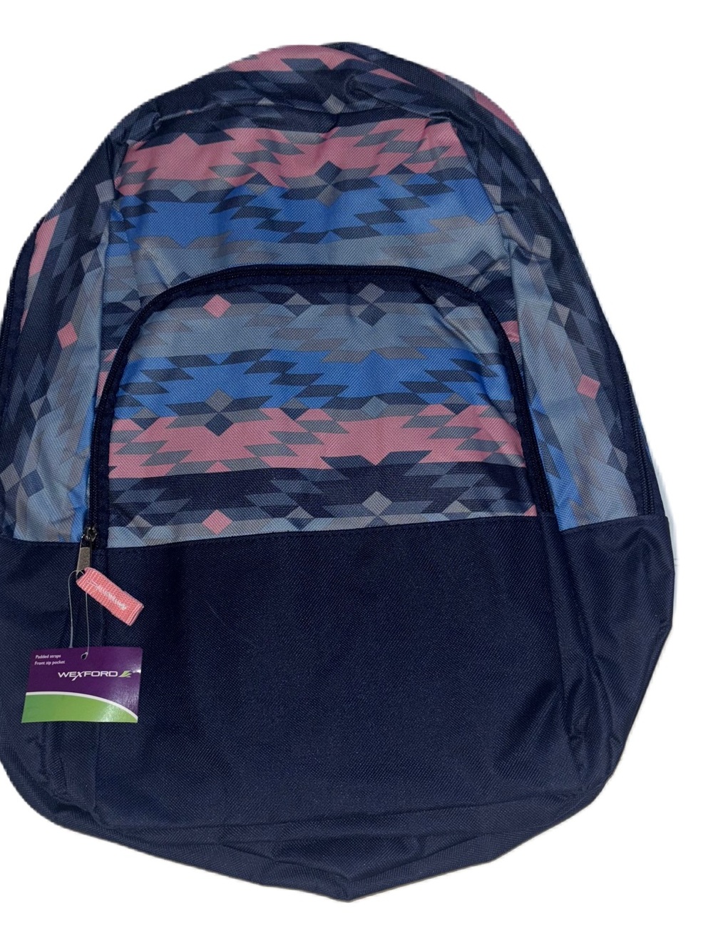 Wexford Navy Aztec Patterned Pink Blue Gray Backpack Bag Back to School